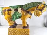 CHINE XXe siècle : Cheval en terre cuite émaillée polychrome...