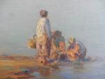 RICARD-CORDINGLEY Georges (1873-1939)  : Ramasseurs de coquillage, Huile sur...