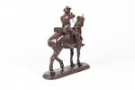 Gaston d'ILLIERS (1876-1932). "Le postillon allumant sa pipe", Bronze à...