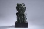 OULINE, Alexandre (1918-1949). "Beethoven", buste en bronze à patine verte...