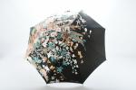 CHRISTIAN DIOR - Parapluie en nylon, motif feuillage et renard,...