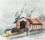 MAILLARD, Claude (1926-2006). Artiste saumurois. Sur le port de Nantes....