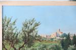 ECOLE FRANÇAISE du XXème s. Paysage de Provence avec oliviers....