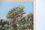 ECOLE FRANÇAISE du XXème s. Paysage de Provence avec oliviers....