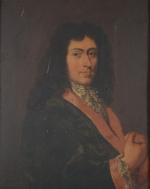 ECOLE FRANCAISE vers 1700. "Portrait d'un gentilhomme au col rouge"...