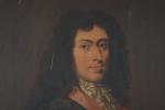 ECOLE FRANCAISE vers 1700. "Portrait d'un gentilhomme au col rouge"...