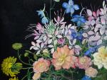 POCHEZ Marie (1926). Vase de fleurs. Grande huile sur toile,...