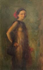 Lucien MIGNON (1865-1944)
Portrait d'une élégante
Huile sur toile signée en haut...