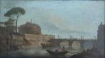 ECOLE ITALIENNE vers 1820
Rome, Le château Saint Ange surplombant le...