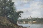 ECOLE FRANCAISE fin XIXème
Paysage lacustre avec un chateau
Paysage lacustre aux...