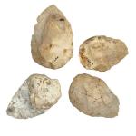 Lot de 4 bifaces silex beige, France, Acheuléen récent, inscription...