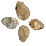 Lot de 4 bifaces silex beige, France, Acheuléen récent, inscription...