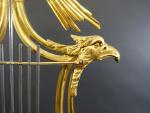 Pendule de forme lyre d'époque Louis XVI en bronze doré,...