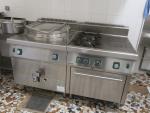 Piano inox Thirode gaz, 2 feux, four et marmite inox,...