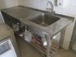 Plonge inox 1 cuveau piètement métal 2 tiroirs 200x70 Lot...