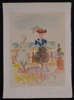 Constantin Andréevitch TERECHKOVITCH (1902-1978)
Portrait de dames devant la balustrade, 1956.
Lithographie...